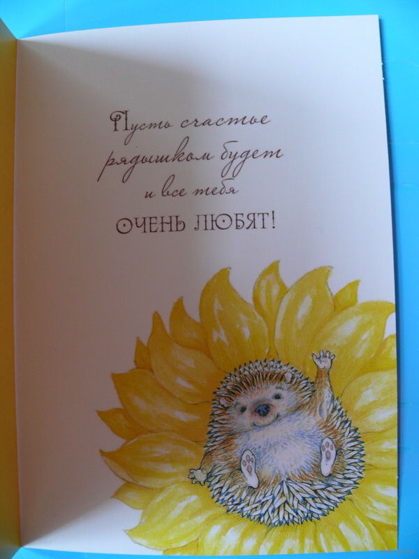 Открытка с поздравлением для ежика Открытка с поздравлением для ежика